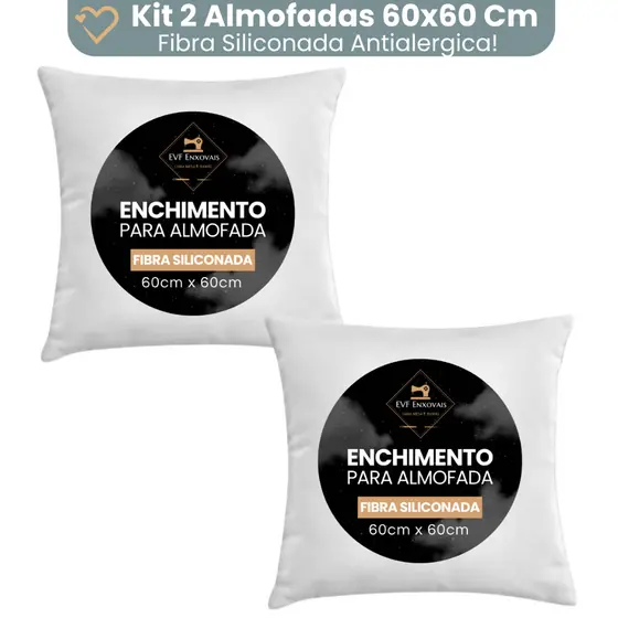 Enchimento Almofada Refil 60x60 Silicone Antialergico Kit 2 Unidades