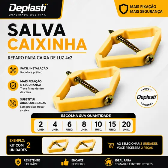 Kit com até 20 Reparo Salva Abas Tomadas Caixinha Luz 4x2 Expansível Compacto - Escolha a quantidade
