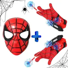 2 Luva Infantil Homem Aranha Lança Teia + Mascara Spider Man
