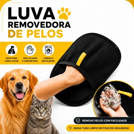 Luva Removedora de Pelos para Pets Cães e Gatos Reutilizável Removedor de Pelos Estofado Sofá Roupas
