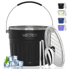 WATERSY Balde De Gelo Isolado 7.6L Garrafa térmica vácuo de aço inoxidável com tampa, colher, pinça para acampamento