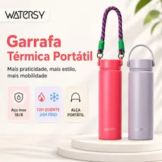 Watersy Garrafa Térmica Portátil 532ml Aço Inox Sem BPA Presente para Viagem Trabalho