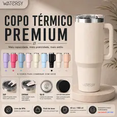 WATERSY Copo Térmico Inox Canudo Portátil 1182ml 891ml 591ml GarrafaTérmica de água com Tampa Canudo