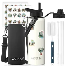 WATERSY-Aço-304, Garrafa De Água Térmica Parede Dupla Proteçao Bocal Esportiva Academia Grande 946ml