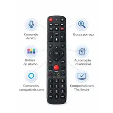 Controle Remoto para TV Preto Compatível Claro Comando de Voz Integrado