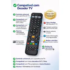 Controle Vivo Remoto Compatível Vivo TV GVT Receptor HD Facil Uso