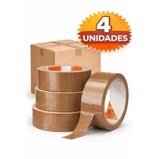 Kit Fitas Empacotamento Marrom Adesiva 45mm x 40m Alta Resistência Forte Para Embalagem Caixa Envios Mudança - 4 Rolos