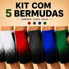 KIT 5 BERMUDAS SHORTS FUTEBOL DRY FIT MASCULINO ESPORTES ACADEMIA TREINO