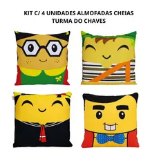 Kit 4 Almofadas 40x40 Grande Turma do Chaves Decoração Divertida e Chiquinha Chaves Kiko Nhonho