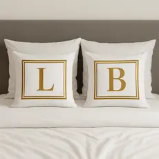 Almofadas 40x40 Grande Estampa Inicial Letra Casal Decoração c/Espuma Cama Sofa Almofadas Decorativa