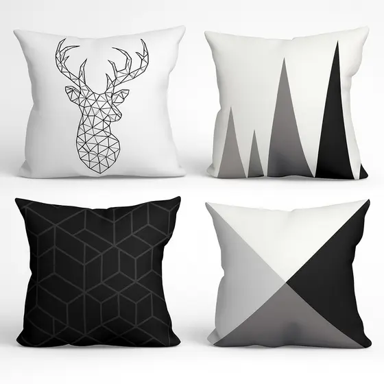 Kit 4 Almofadas Decorativa Modernas Preto e Branco Geométricas 40x40cm