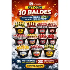Balde de Cervej@ ideal Para Adegas Bar Restaurantes 8L Kit com 10/6/4
