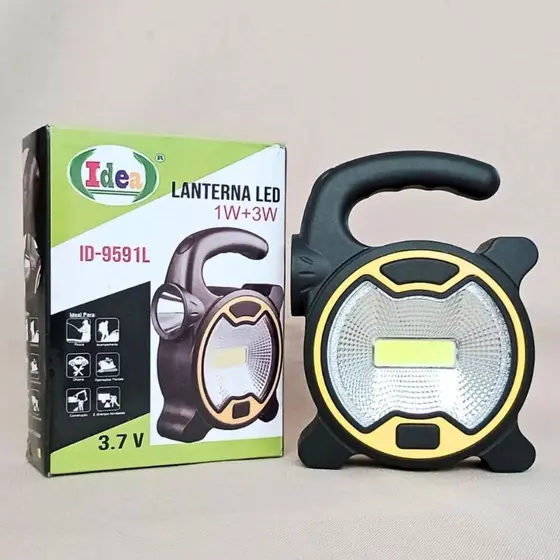 Lanterna Led Dupla 1W + 3W luminária de Mão e Mesa à pilha com Luz Forte