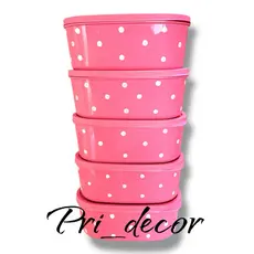kit  potes 1 litro herméticos bolinhas oval poa marmitas cozinha vasilha poa