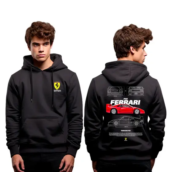 Moletom Canguru Unissex Ferrari F40 Lançamento