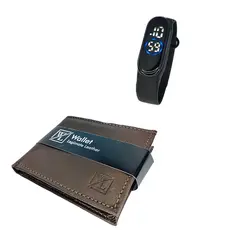 Combo Relogio +Carteira Masculina Couro Legítimo