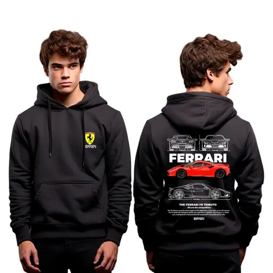 Moletom Canguru Unissex Ferrari F8 Tributo Lançamento
