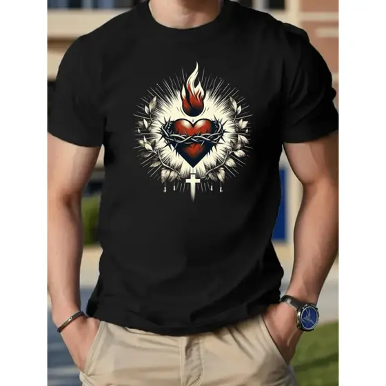 CAMISETA MASCULINA SAGRADO CORAÇÃO DE JESUS,CRISTÃ,CATÓLICO UNISEX
