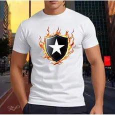 Camiseta Camisa Botafogo Malha de algodão Manga Curta Confortável