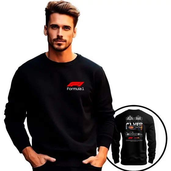 Moletom Gola Redonda Careca Corrida Luxo F1 Max Verstappen Promoção