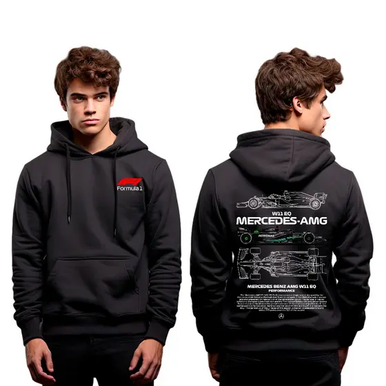 Moletom Canguru Unisex Mercedes Amg Petronas Fórmula 1 Lançamento
