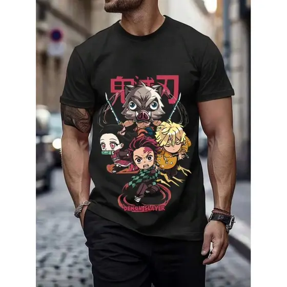 Camiseta Anime Demon S l a y e r Personagens  Camisa Unissex Masculino Feminino 100% Algodão Premium Casual