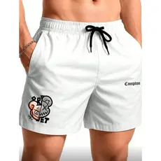 Bermuda Tactel Short Mauricinho Masculino Urso Compton Branco Academia Corrida Treino