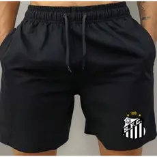 Short Bermuda Tactel Praia Mauricinho Treino Academia Corrida Esportivo Esporte Masculino Futebol Time Santos