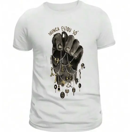 Camisa Umbanda Candomblé Axé, Nunca Estou Só 100% Algodão Premium