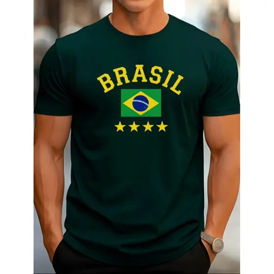 Camiseta Masculino Brasil 5 Estrelas Streetwear - Estilo, Conforto e Orgulho Nacional!