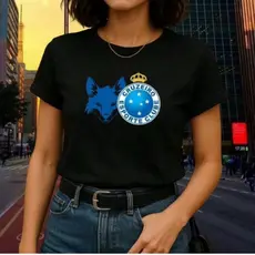 Camisa Camiseta Feminino Lançamento Cruzeiro Mascote Raposa 100% Algodão Fio 30.1