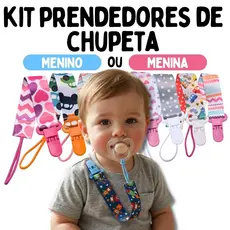 Kit Ate 5 Prendedor De Chupeta Com Trava Com Corrente Clipe Chupeta Menino e Menina - Promoção