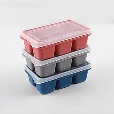 Kit 3 Forma de Gelo Retangular Com 6 Divisórias Plástico Bandeja De Silicone Para Cubos De Gelo Com Tampa