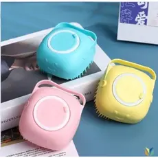 Esponja De Silicone Para Banho Com Dispenser Shampoo Sabonete Escova Pets Crianças Adultos