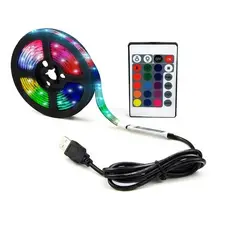 Fita Led Rgb 2 e 5 metros Controle Remoto 5050 5v Usb Para Tv Pc Carro Cor Da Luz Rgb