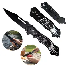 Canivete Dobrável Tático Pesca Camping 24cm Afiado com Clip de Cinto Portátil