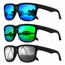 Óculos de Sol Quadrado UV400 Kit 2 ou 3 Peças Moda Verão Pesca Estiloso
