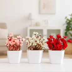 3 Mini Vasinhos Cerejeira Suculentas Cactos Flores Artificiais Decorativas  Planta Artificial Decoração