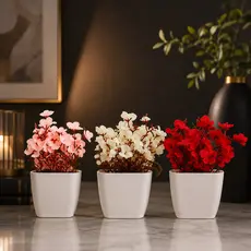 3 Vasos Decorativos Folhagens Artificiais Plantas Aritificias Cerejeiras Suculentas Eucalipto