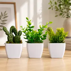 Kit Vasos Decorativos Vasinhos Com Plantas Artificiais Para Sala Decoração Suculentas Artificiais