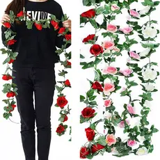 Corrente de Rosas Flores Artificiais 2,20 M Para Decoração