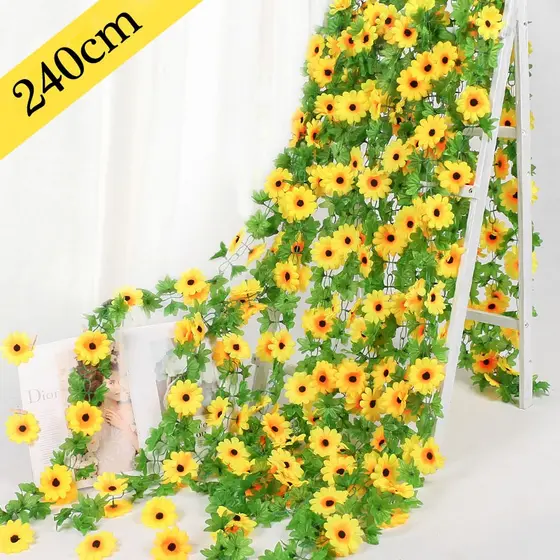 Girassol em Corrente para Decoração de Parede com Plantas e flores Artificiais