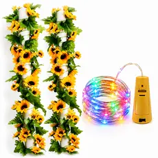 Corrente Girassol 2,40 Metros Pendente C/ Luz de Led Quente