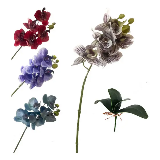 1 Haste Orquidea Artificial Silicone 3d Toque Real + Brinde