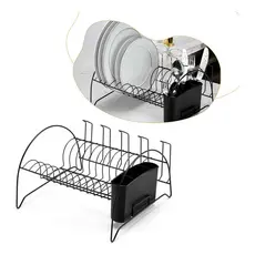 Escorredor De Pratos C/ Porta Copos E Talheres Compacto Inox