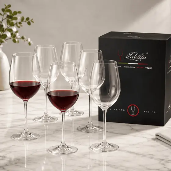 Jogo 6 Taças de Vinho Edelita 430ml Vidro Transparente