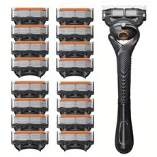 Barbeador manual Masculino , De Segurança Em Aço Inoxidável De 5 Camadas , Lâmina De Barbear Compatível Com FUSION Afiad