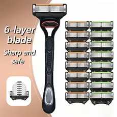 Ferramenta De Barbear Diária Masculina Clássica , Recargas De Lâminas , Conjunto De Barbeador Manual Lâmina De 6 Camadas