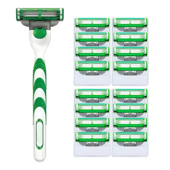 Máquina de barbear masculina , Lâmina de barbear de 3 camadas com máquina de barbear manual compatível com Mach 3