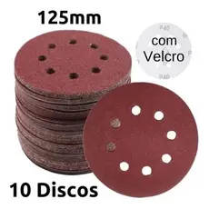 10 Lixas com Velcro 125mm  Indicado para Madeira, Metais em geral e paredes de alvenaria ou gesso Excelente durabilidade